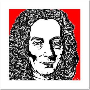 VOLTAIRE - ink and acrylic portrait Posters and Art